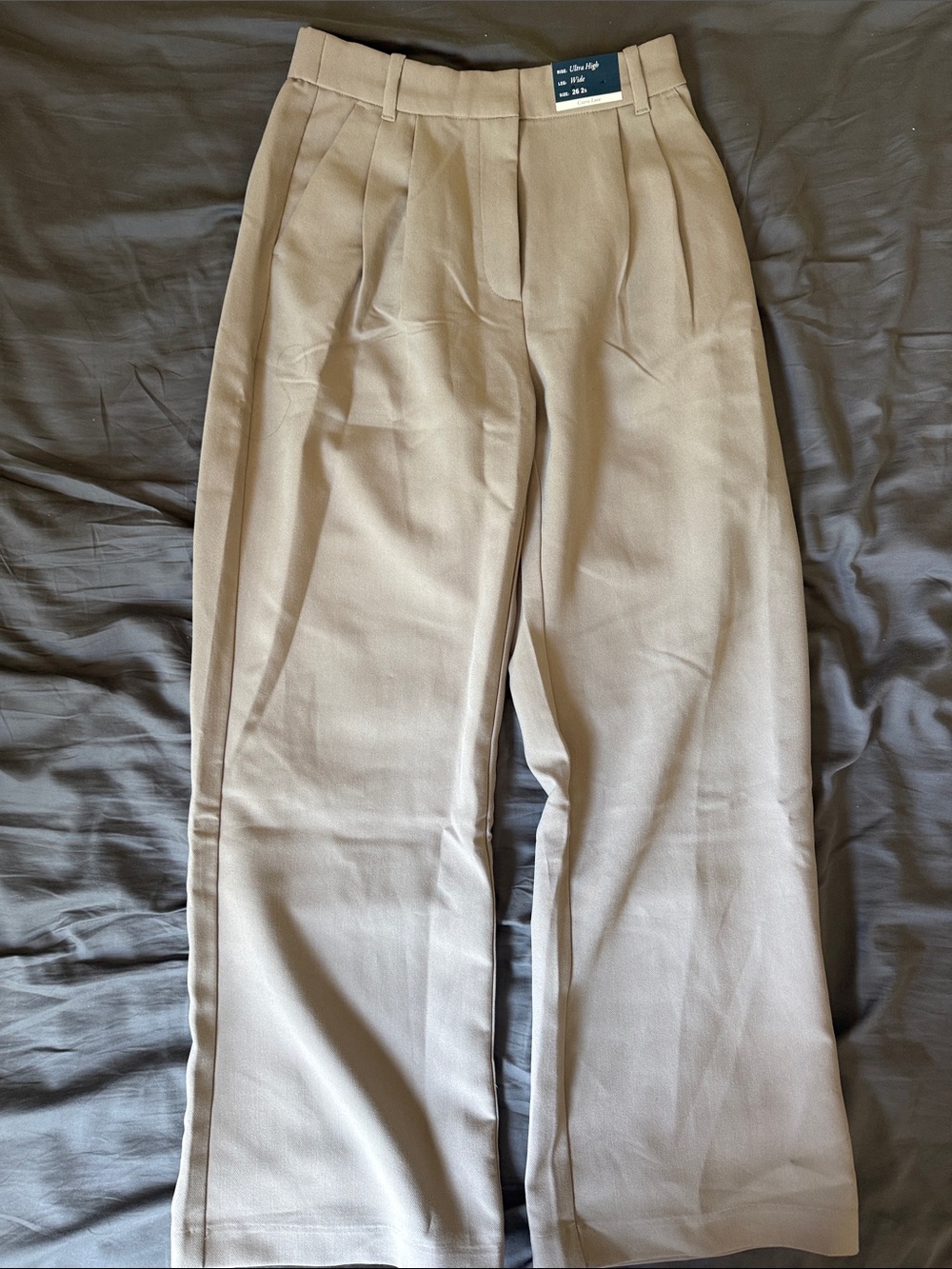 Abercrombie & Fitch Wide Leg Pleated Pants - Tan